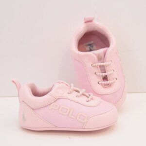 Polo Ralph Lauren Baby Girl Pink Shoes Sneakers Soft Sole Layette Infant Size 2